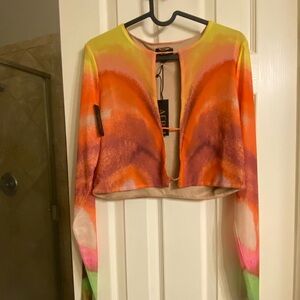 AFRM Multicolor Long Sleeve Crop Top